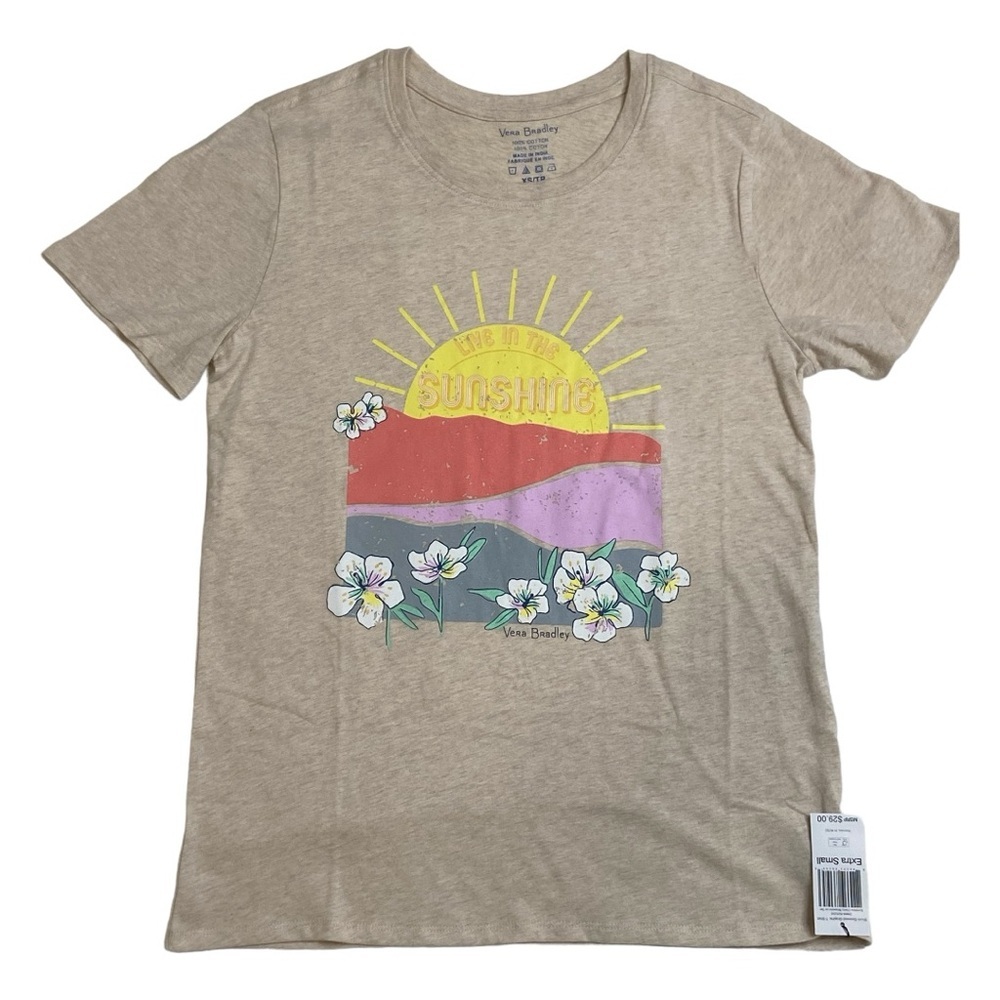 Vera Bradley NWT “Live In The Sunshine” Floral Graphic T-Shirt Sz. XS